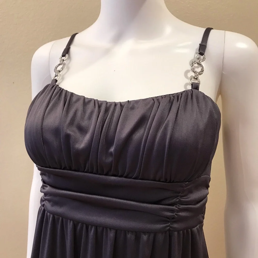 BCX Formal Mini Dress Size M Dark Grey Sleeveless Balloon Hemline - Picture 5 of 14